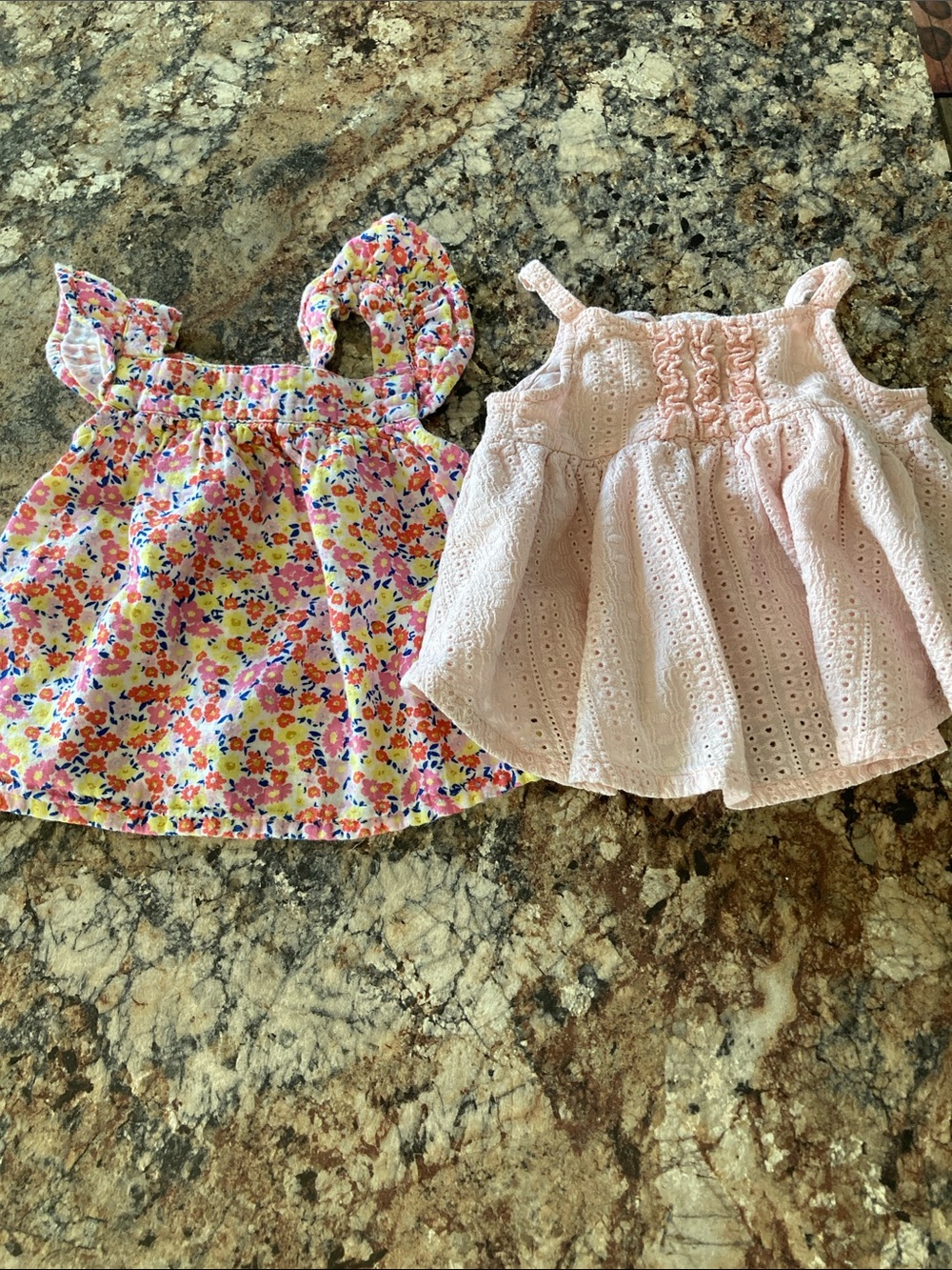 100% Cotton, Girls Floral and Pink Eyelet Tank Tops - Cute Summer Tops